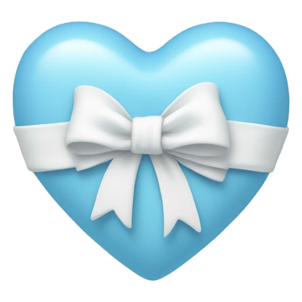 Light blue heart with white bow wrapped in middle sticker