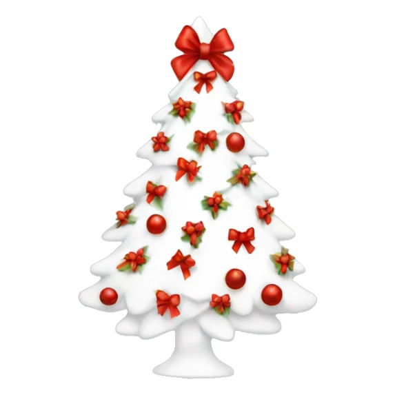 Aesthetic white Christmas tree with a red bow  sticker