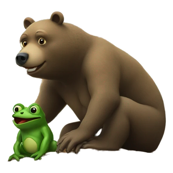 bear eating a frog on top of a house sticker