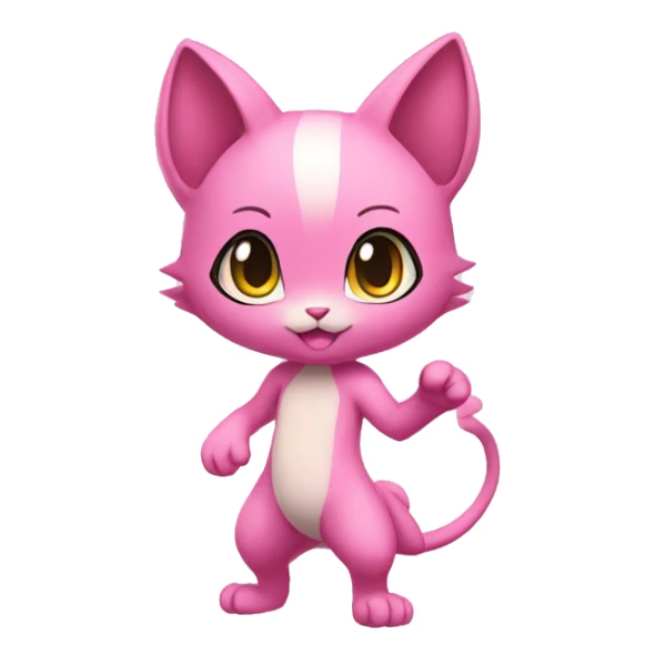 Pink Chibi Anthro Mew-Pokémon full body sticker