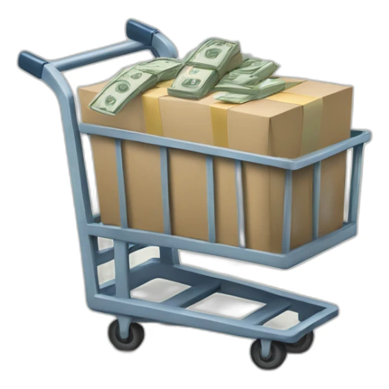 Pack of money on the delivery cart sticker