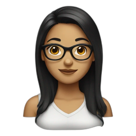 Girl with black hair and black glasses sticker