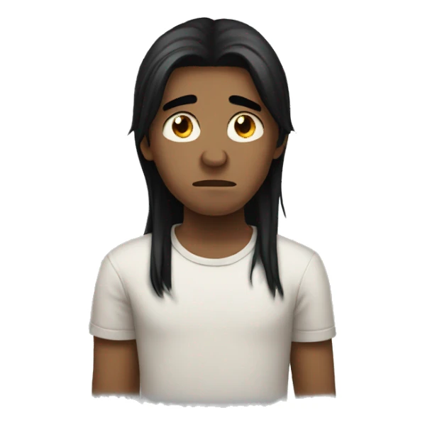 Sad boy long black hair sticker