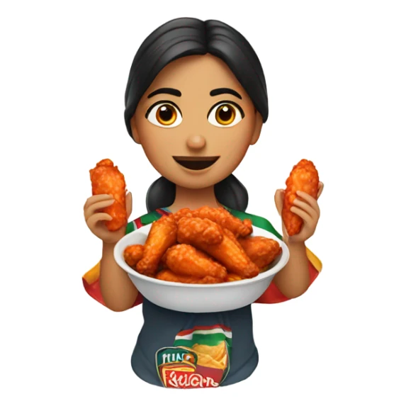 Mexican girl eating hot winga sticker