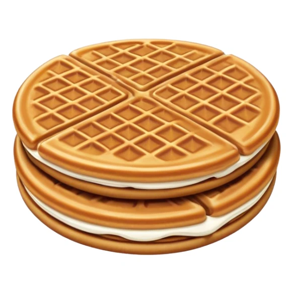 Stroopwafel Cinematic Realistic Stroopwafel Dessert Emoji, depicted as a single, flat, delicate caramel-filled waffle cookie rendered with crisp textures and warm, inviting lighting. sticker