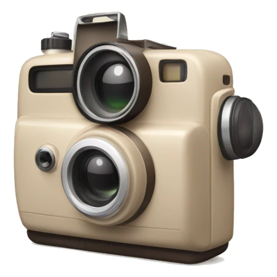 beige Palaroid camera with a photo card sticking out of it sticker