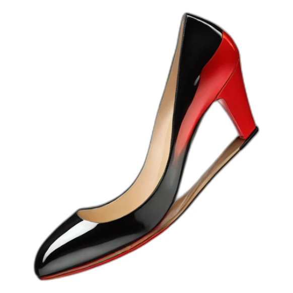 One WEDGE heel LOUBOUTIN black leather PATENT sticker