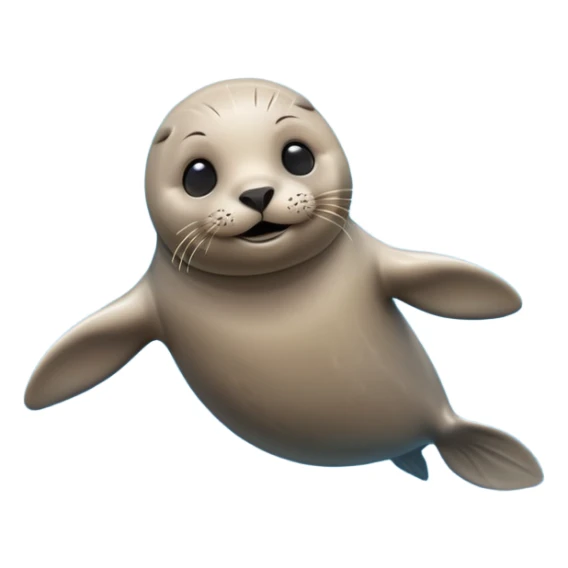 A 3D cartoon seal swimming with visible flippers, calm blue water, soft sunlight, Memoji-style realism. sticker