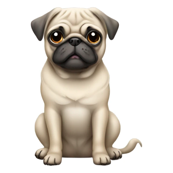 Cute beige pug sitting in a grey temt sticker