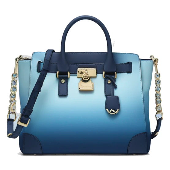 Realistic isolated light blue to navy blue ombre michael kors satchel purse.  sticker