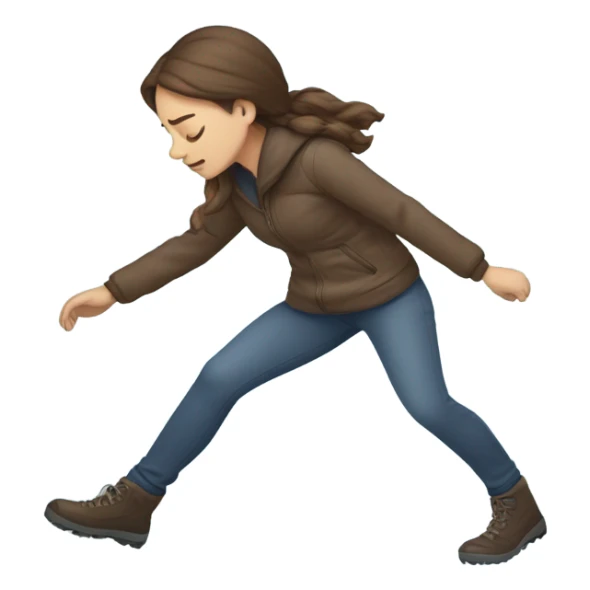 Woman brown hair slipping on ice sticker