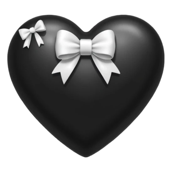 Emoji cuore nero con fiocco difianco bianco  sticker