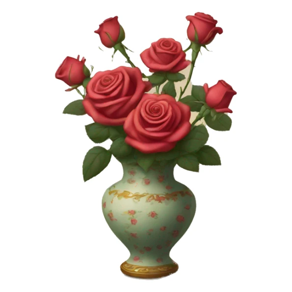 Roses in a vintage vase sticker
