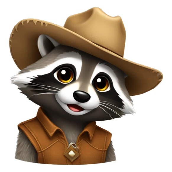 Cute raccoon wearing a cowboy hat  sticker