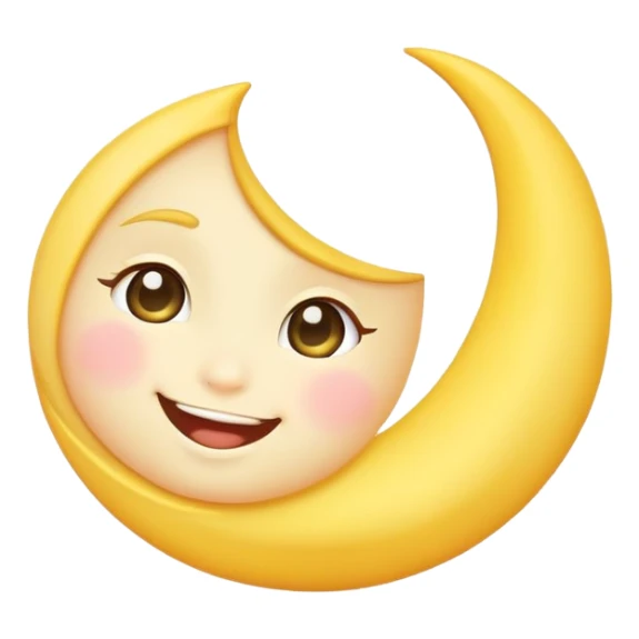 crescent moon with a cute smiling face and rosy cheeks sticker