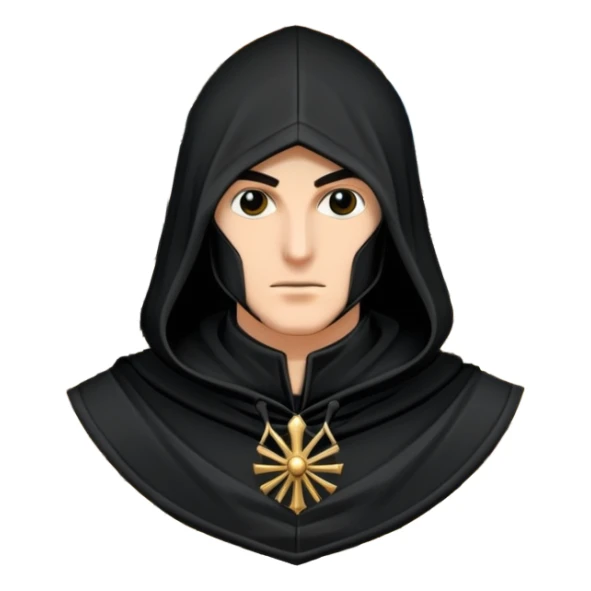 icon featuring Assasin's Creed in an iconic assassin's hood, standing tall against the backdrop of Florence. The design captures the essence of adventure, with intricate details of historical architecture and a sense of mystery. The character is poised, ready for action. transparent background. sticker