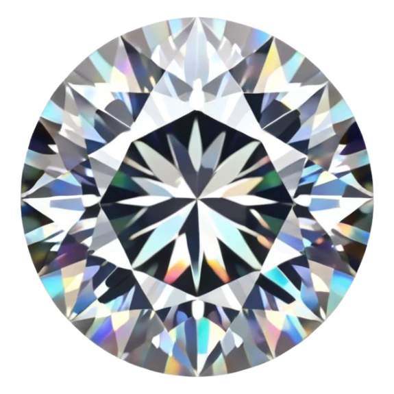 Make it 3D emoji style: add a silver jewelry setting to the round cut white diamond with subtle holographic glow sticker