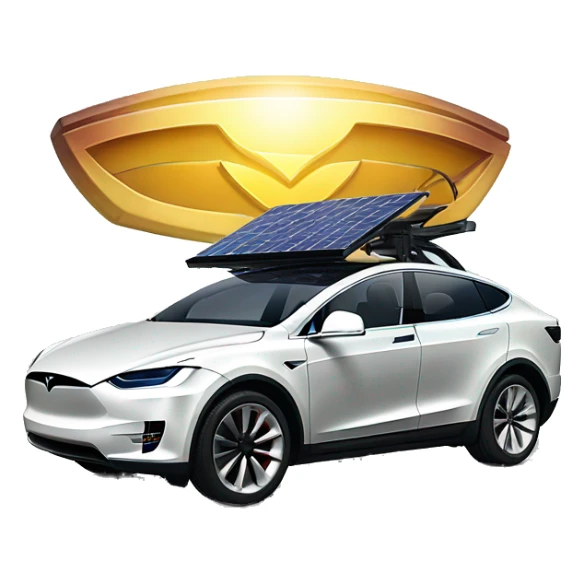 tesla with solar panel on the top of the car sticker