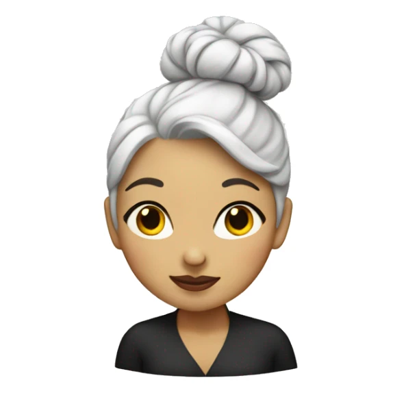 woman with white hair in a bun sends a kiss  sticker