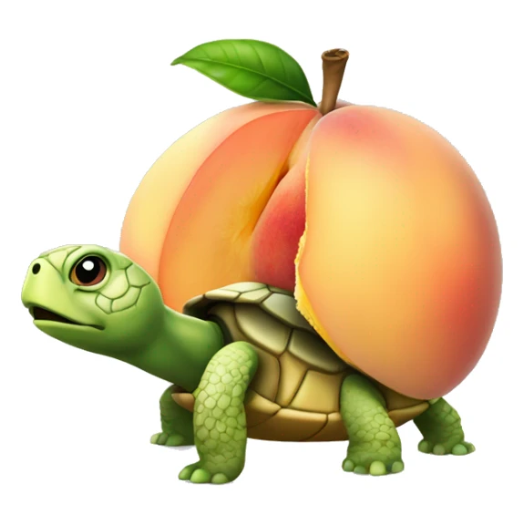 Peach with a turtle head popping out  sticker