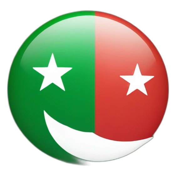 Half green and half red with moon and a star like Pakistani flag sticker