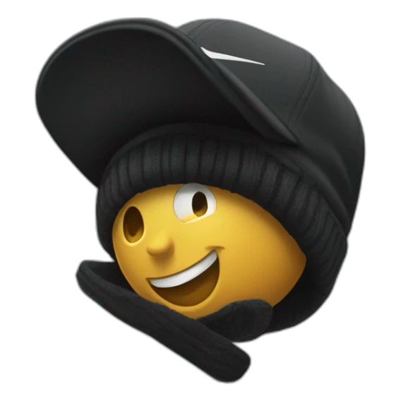 Crear un emoji sonriendo con un gorro de lana negro de la marca nike sticker