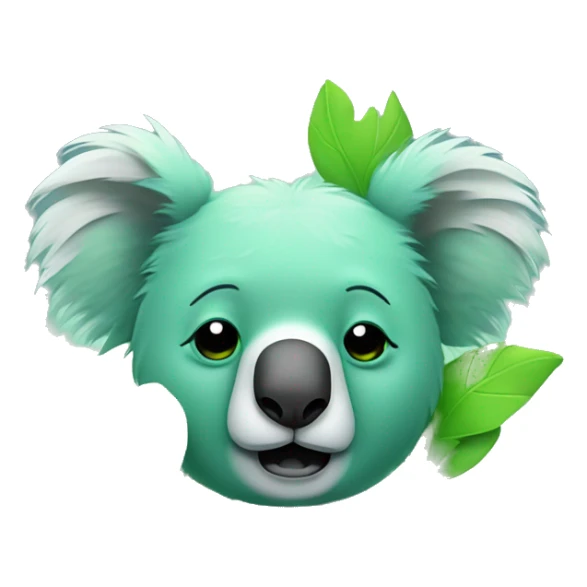 neon green koala crying and depressed with green leafs sticker