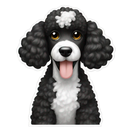 Black and white poodle with bone in her mouth sticker