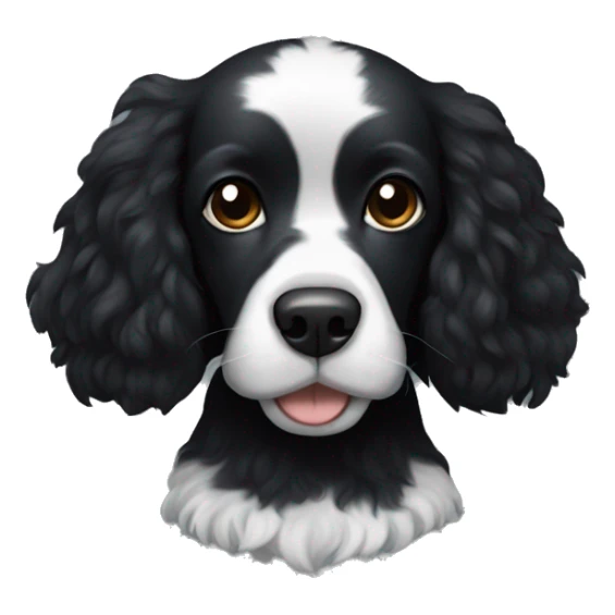 Small completely black spaniel with black fur on his whole face and white fur only on his chest sticker