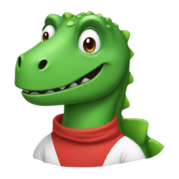 green dinosaur wearing a red t-shirt sticker