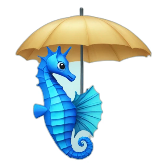 blue seahorse under an umbrela sticker