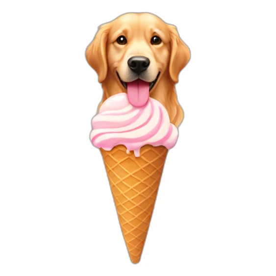 golden retriever eating an ice cream cone sticker