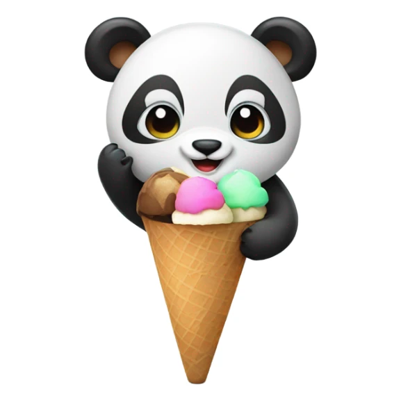 Panda eating ice cream sticker