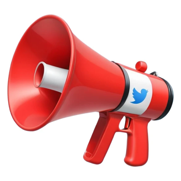 megaphone with social media icons around sticker