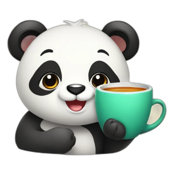 Cute panda with cup of tea sticker