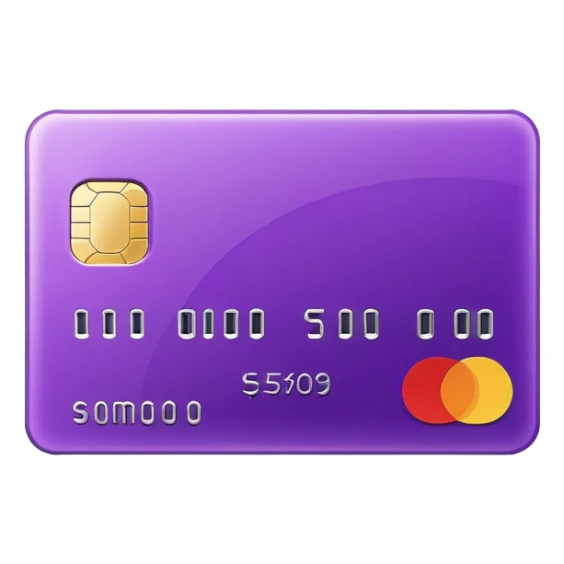 purple bank card, no numbers sticker