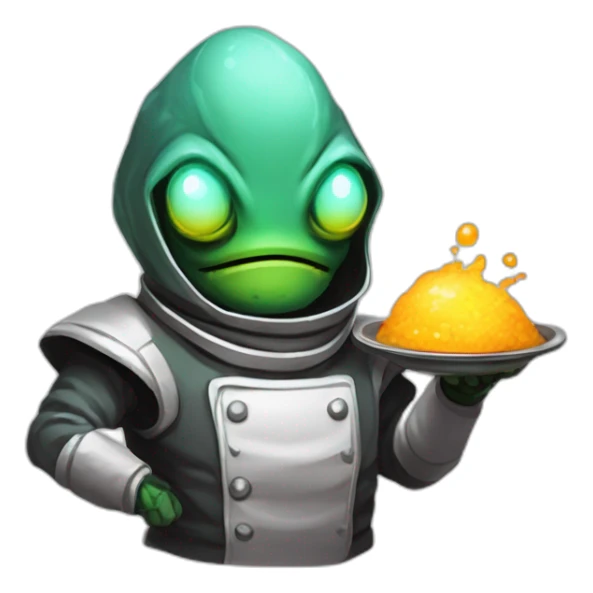 alien chef scifi roguelike rpg style inspired by slay the spire digital art sticker