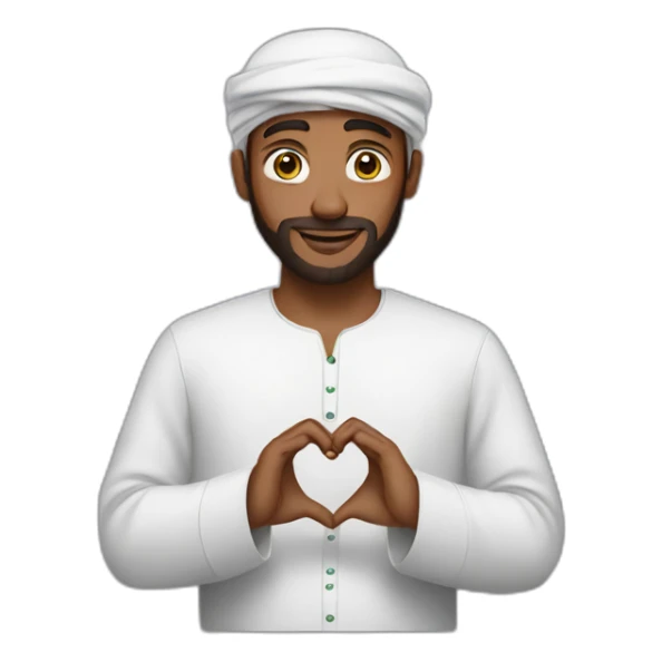 Man in Qamis who makes a heart with his hands sticker