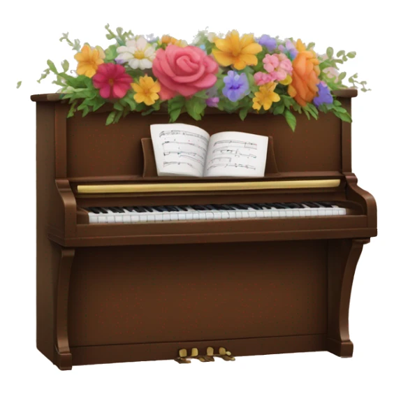 The back of a brown piano ￼ with flowers painted on it  sticker