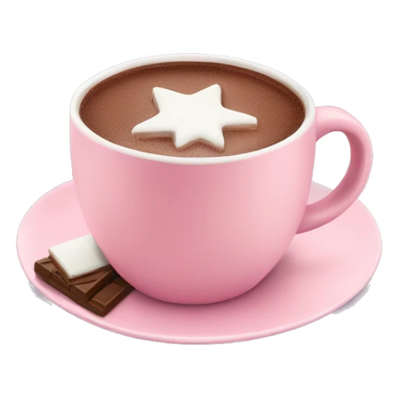 hot chocolate in a pastel pink mug on a plate sticker
