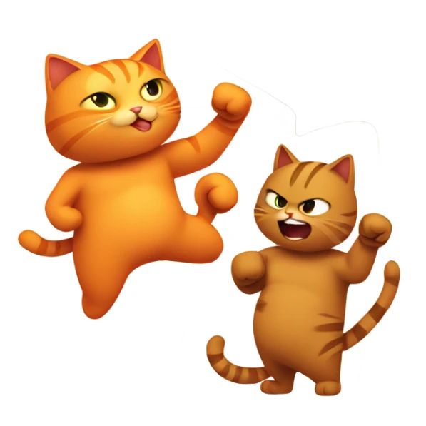 Orange cat and brown cat in a boxing fight sticker