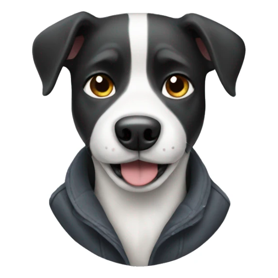 Black and white dog wearing coat sticker