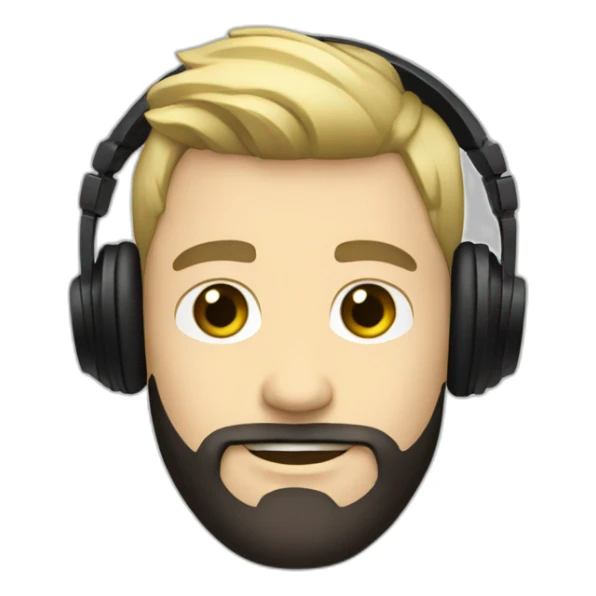 White guy with half blond half black hairs and a black beard djing sticker