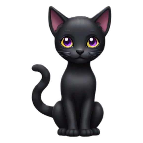 scaly black cat purple eyes tail sticker
