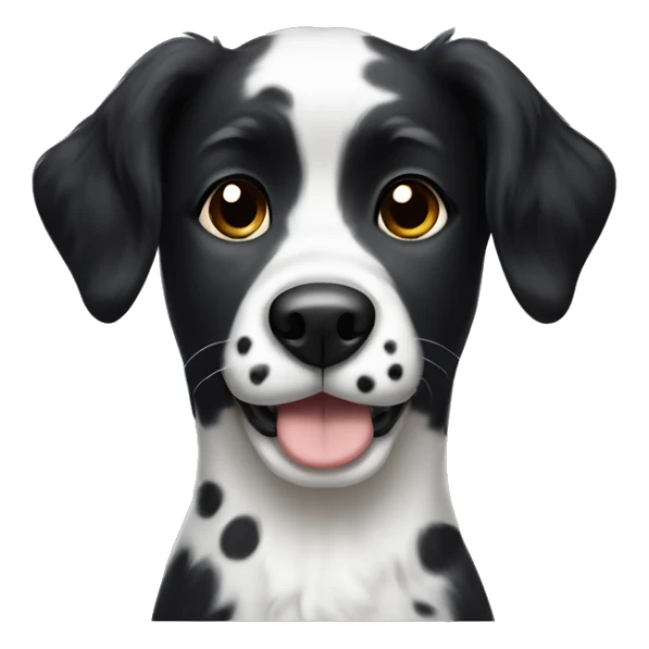 Black and white dog with black spots on nose, wavy fur sticker