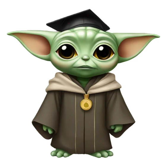 baby yoda wearing graduation cap sticker