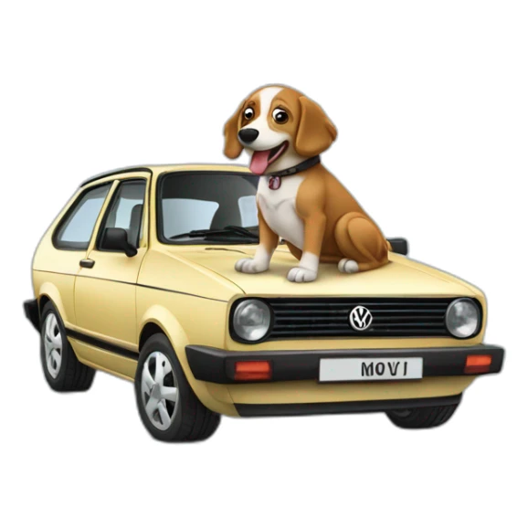 English seepdog driving volkswagen polo sticker