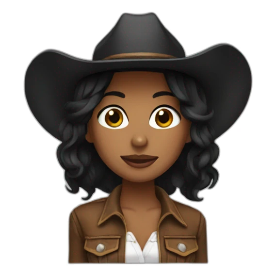 cowgirl straight black hair sticker