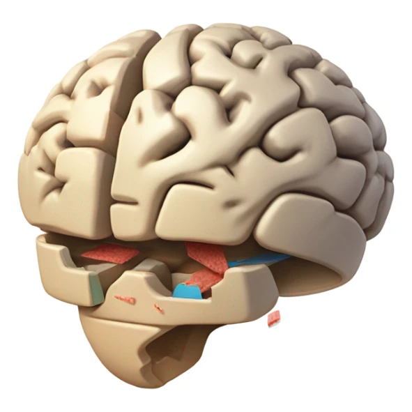 Brain which has been rotting tired and band aided from studying medicine sticker