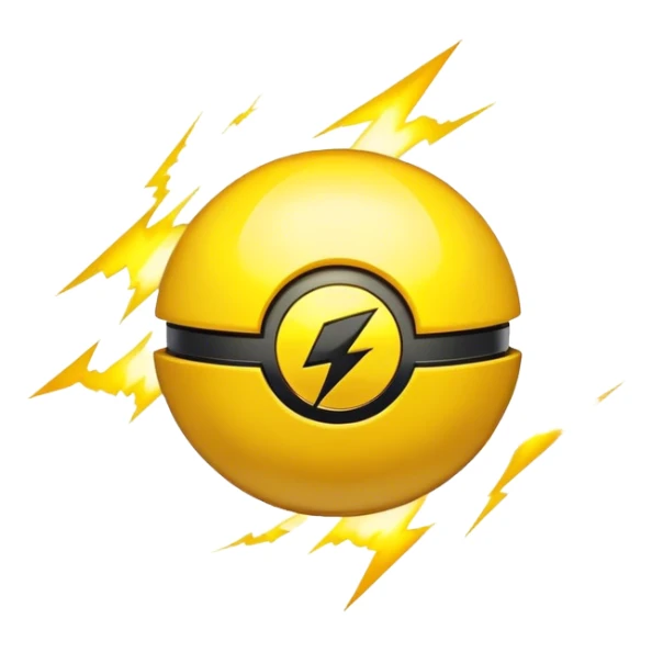 a yellow pokeball with a black Z on it that looks like lightening sticker